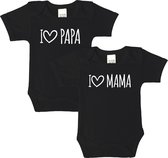 Romper - I love papa & i love mama - maat: 62 - korte mouw - baby - papa - romper papa - mama - romper mama - rompertjes baby - rompertjes baby met tekst - rompers - rompertje - ro