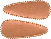 Baby haarspeldjes met stof - brown leather