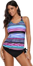 Tankini Dames 2-Delig - Gestreepte Print - Maat L
