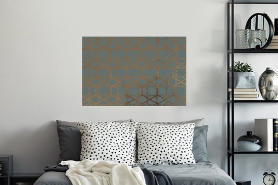 Stickers muraux - Motif - Or - Turquoise - 90x60 cm - Feuille adhésive