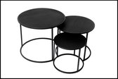 Bijzettafeltjes Industrieel Zwart - 3-delige set - MDF / Metaal - Salon tafel - Woonkamer - Design - Vintage - Industrieel meubel
