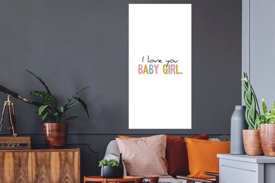 Stickers Stickers muraux - Fille - Amour - Je t'aime Bébé Fille - Arc-en-ciel - Citations - Proverbes - 60x120 cm - Feuille adhésive