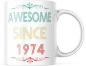 Verjaardag Mok awesome since 1974 | Verjaardag cadeau | Grappige Cadeaus | Koffiemok | Koffiebeker | Theemok | Theebeker