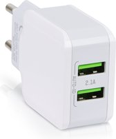 Dubbele USB-A Oplader Adapter Snellader 2.4A - Thuislader USB Stekker - Voor iPhone 8/10/11/12/13 - Samsung - Android