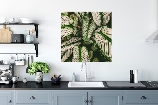Poster Bladeren - Planten - Wit - 75x75 cm