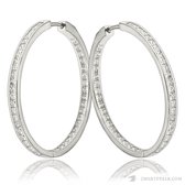 Juwelier Zwartevalk ZILVER (GERHODINEERD) OORBELLEN MET ZIRKONIA 22.047/40mm