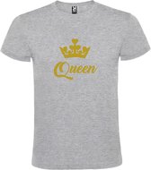 Grijs  T shirt met  print van "Queen " print Goud size XS