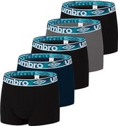 Umbro boxershorts 5pack blauw zwart grijs 1BCX5clas3, maat M