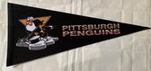 USArticlesEU - Pittsburgh Penguins - Vintage penguin - NHL - Vaantje - Ijshockey - Hockey - Ice Hockey - Sportvaantje - Pennant - Wimpel - Vlag - Zwart/Geel/Wit - 31 x 72 cm