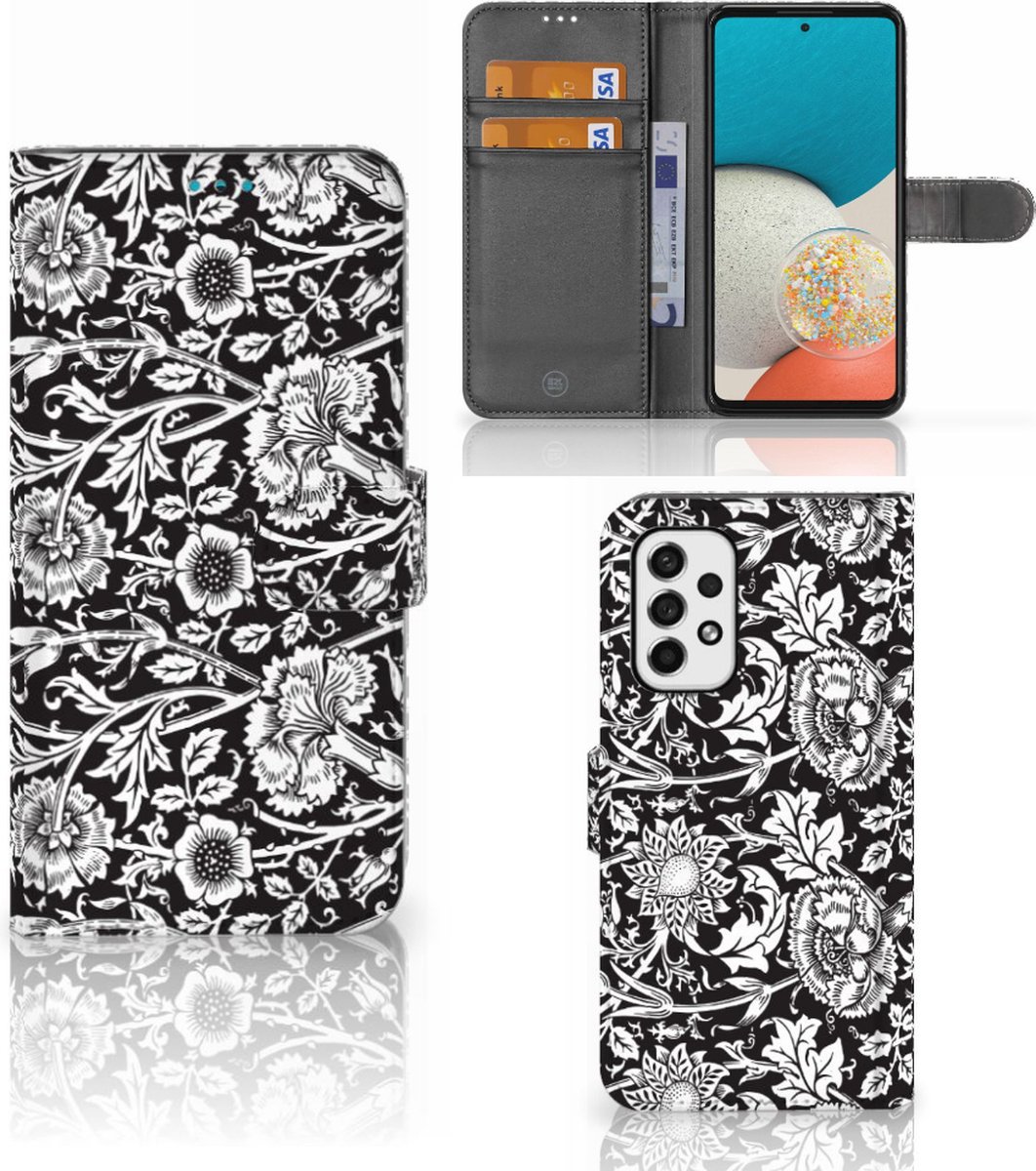 Samsung Galaxy A53 Hoesje Black Flowers