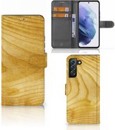 GSM Hoesje Geschikt voor Samsung Galaxy S22 Plus Wallet Book Case Licht Hout