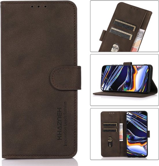 KHAZNEH Housse Motorola Moto G51 Retro Wallet Book Case Marron