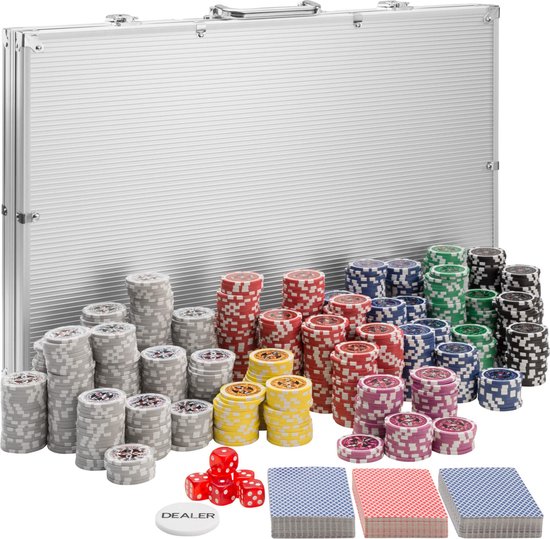 Afbeelding van het spel Zilveren Pokerset met 1000 Chips