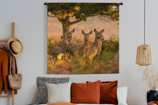 Tapisserie - Tapisserie - Animaux de la forêt - Cerf - Léger - 150x150 cm - Tapisserie
