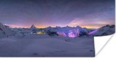 Poster Melkweg boven het winterlandschap van Zwitserland - 40x20 cm