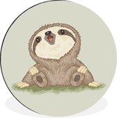 WallCircle - Cercle mural - Cercle mural - Illustration enfantine d'un paresseux qui rit - Aluminium - Dibond - ⌀ 60 cm - Intérieur et Extérieur