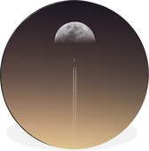 WallCircle - Cercle Mural - Cercle Mural - Lune - Fusée - Espace - Aluminium - Dibond - 120x120 cm - Intérieur et Extérieur XXL