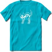 SKKKaleton - Katten T-Shirt Kleding Cadeau | Dames - Heren - Unisex | Kat / Dieren shirt | Grappig Verjaardag kado | Tshirt Met Print | - Blauw - S