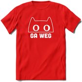 Ga Weg! - Katten T-Shirt Kleding Cadeau | Dames - Heren - Unisex | Kat / Dieren shirt | Grappig Verjaardag kado | Tshirt Met Print | - Rood - XL
