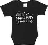 Romper - Today i'm grandma's problem - maat: 62 - korte mouw - baby - zwangerschap aankondiging - oma - romper oma - opa - romper opa - rompertjes baby - rompertjes baby met tekst