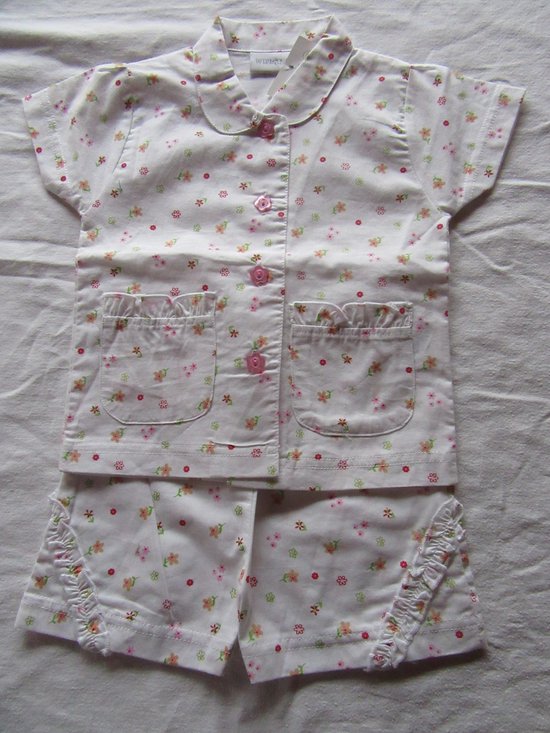 wiplala , zomer pyjama , , meisje , wit bloempje , open , 3 jaar  98