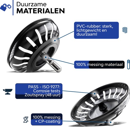 Gootsteen Zeef Afvoerstop voor de Keuken 80 mm - Korfplug - Afvoerplug - Universeel