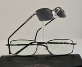 Bril op sterkte +2,75 - elegante unisex leesbril +2.75 - zwarte leesbril met brillenkoker en microvezeldoekje - FM 399 C1 - Ronde lunettes - Aland optiek