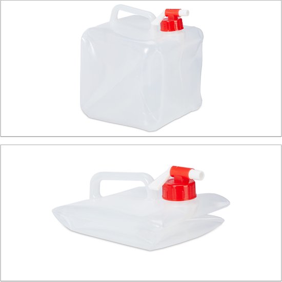 Relaxdays opvouwbare jerrycans - 4 stuks - 5 l - kraan - schroefdop - draagbaar - watertank camping - transparant-rood van Relaxdays — afbeelding 5