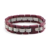 Zestasia armband – Brisa Gaia – Rood Violethout – zilverkleurig Tungstenstaal - Millieubewust - FSC Gekeurdhout