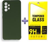 HB Hoesje Geschikt voor Samsung Galaxy A72 Groen & Glazen Screenprotector - Siliconen Back Cover