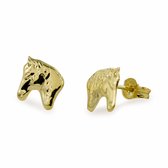 New Bling 9NBG-0411 Gouden Oorknopjes - Dames - Paardenhoofd -  8,7 x 7,4  mm - 14 Karaat - Goud