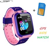 Smartwatch GPS voor Kinderen - Roze - Inclusief Simkaart - Kinder Horloge - Meisje - GPS tracking - One Size