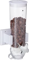 Relaxdays cornflakes dispenser muur - enkel - muesli houder - snoepautomaat - 1,7 l - wit
