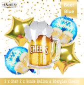 Verjaardag Decoratie * Folieballon Set Bier ballon * Beer Blue * Blauw Set van 5 * Cheers * Feestje voor Bierdrinker(s) * Verjaardag Mannen Versiering *