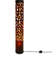 Navaris vloerlamp met vlammen effect - Staande lamp in Afrikaanse look - Stalamp met E14 LED-lamp en voetschakelaar - 80 x 13 x 13 cm - Zwart met goud