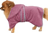 HOMELEVEL hondenbadjas van zachte badstof - Absorberende hondenhanddoek van katoen met klittenband - Maat S in roze