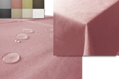 JEMIDI tafelkleed buiten 160 x 260 cm - Tafellaken afwasbaar - Tafelzeil buiten of binnen met linnenlook - Vuil- en waterafstotend - Oudroze
