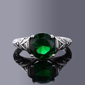 Zilveren ring Queens fantasy green