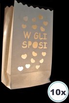 10 x VV Gli Sposi candlebags: Italiaans voor Lang Leve het Bruidspaar, just married, papieren windlicht candle bag,  theelicht, Volanterna®
