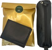 Lundholm heren portemonnee met RFID anti skimming - Zwart - leren etui pennenzak voor volwassenen zwart leder - cadeau voor man mannen cadeautjes