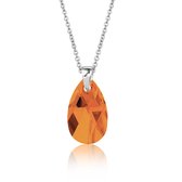 Montebello Ketting Jan DZ422 - Swarovski® Druppel - 925 Zilver Gerhod. - 16mm - 42cm