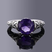 Zilveren ring Queens fantasy purple