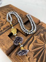 Kristallen tasbeeh met rozen Zilver