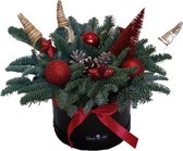 Fleurs de ville flowerbox met kerststuk - Rood - Kerstgeschenk