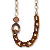 Zatthu Jewelry - N21AW388 - Huda bruine statement ketting met schakels