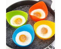 IGOODS 4 Pack Egg Poacher Cups - Perfect Gepocheerde Eieren - Egg Maker Niet-gepocheerde Eieren Cups BPA Siliconen Ei Poacher Cups Magnetron Ei Poacher- Ei Poacher Pan- Boiler Steamer- Magnetron Eieren