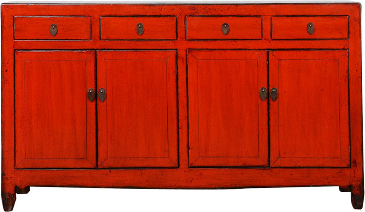 Fine Asianliving Antiek Chinees Dressoir Rood High Gloss B152xD40xH88cm Chinese Meubels Oosterse Kast