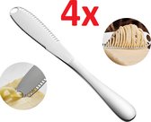Luxe RVS Botermes - 20 CM - Butter Knife Met Gaten Voor Het Scheppen & Smeren van (Koude) Boter - Ontbijt Bestek Mes - Botersmeer Mes - Smeermes - Roestvrij Staal - Set Van 4 Stuks