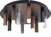 Lucande - LED plafondlamp- met dimmer - 10 lichts - aluminium, ijzer, acryl - H: 19.1 cm - , alu, koffiebruin - Inclusief lichtbronnen