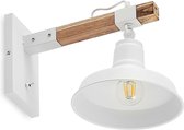 Lindby - wandlamp - 1licht - ijzer, MDF - H: 28 cm - E27 - wit, helder hout